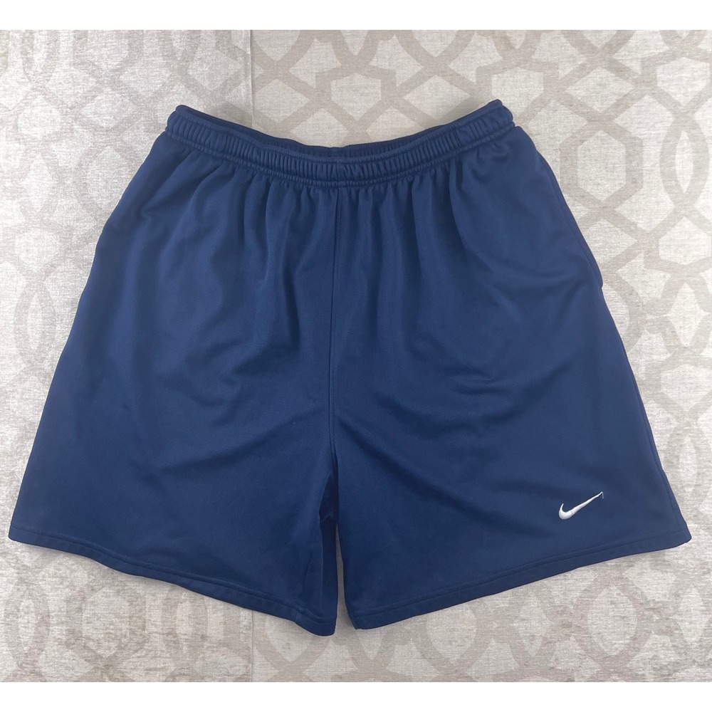 Nike Team Fit Dry Mens XL Navy Blue Athletic Shorts Elastic Waist Drawstring